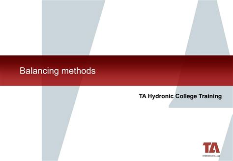 TA Balancing Methods 